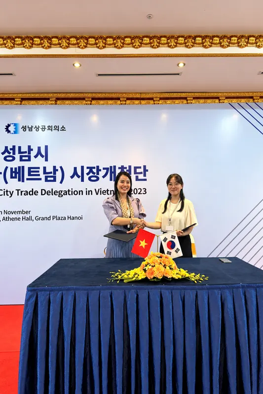 Ký kết hợp tác cùng Đoàn xúc tiến thương mại TP. Seongnam (Hàn Quốc) — Grand Plaza Hà Nội, 16/11/2023
